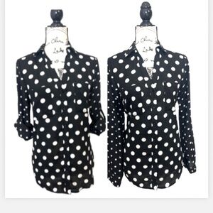 My Michelle Black and White Polka Dot Button Down Shirt